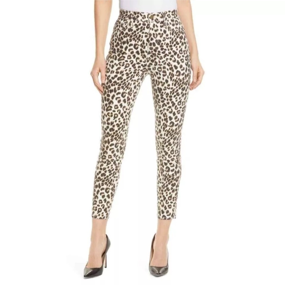 Frame Denim Ali High Rise Cigarette Leopard Print Skinny Jeans Womens Size 27x25